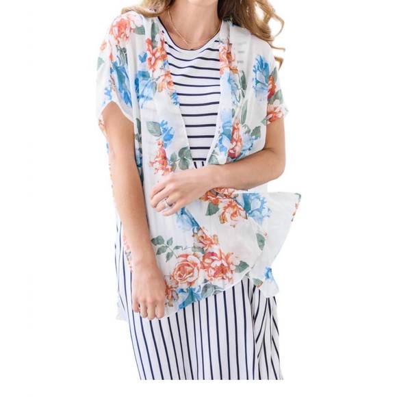 NEW AND THE WHY wildflower kimono in white - Picture 1 of 2